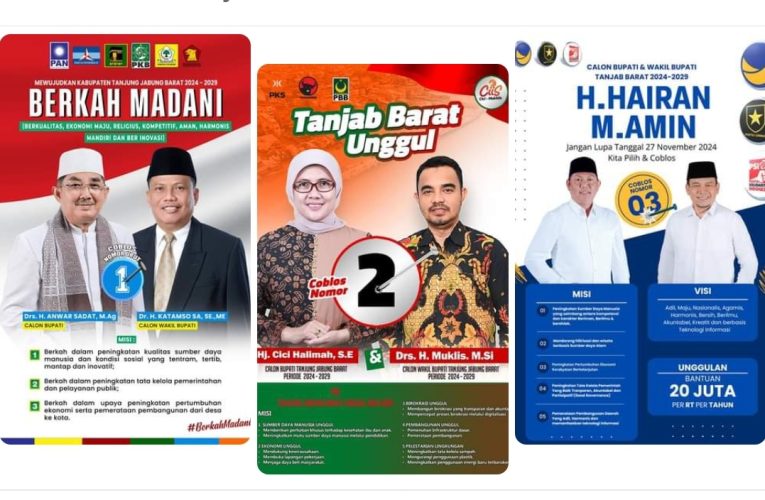 3 Paslon Ikuti Pilkada 2024 Tanjab Barat, Ini Visi-Misinya